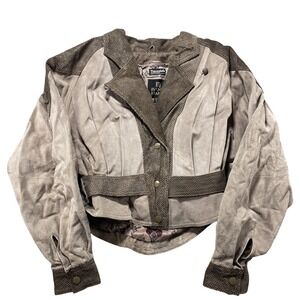 Vintage Byrnes & Baker Jacket Womens XS Beige Leather Belted Western Thinsulate